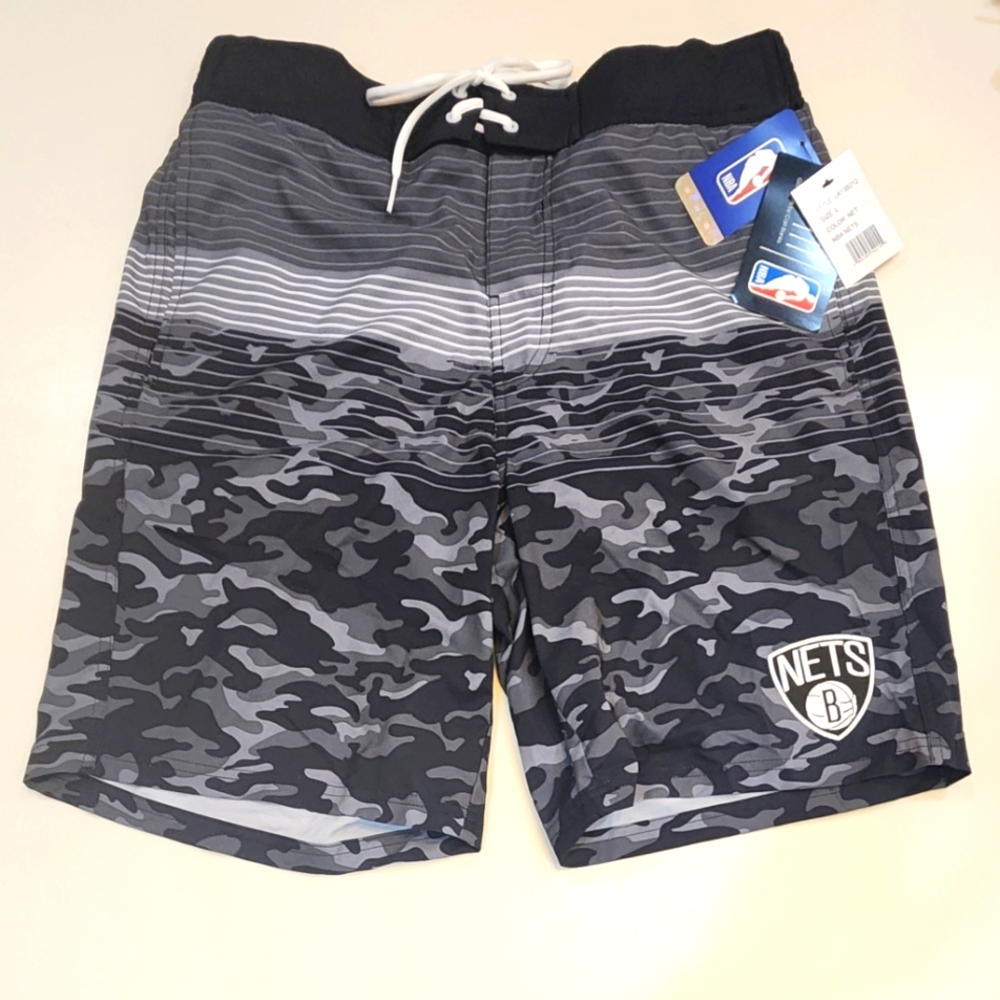 NETS|Men's NBA Licensed GIII Carll Banks Lined Swim Suit|Sz Large|Stitched Logo